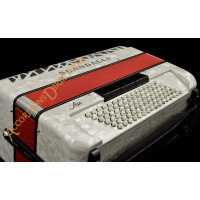 Scandalli Air I 37 key 96 bass 4 voice white piano accordion. Midi options available.